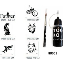 Airbrush Tattoo Baba Tasarımları Likit Kalem Uçlu Geçici Dövme Seti Fırça Hediyeli