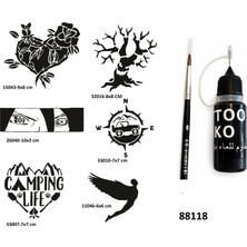 Airbrush Tattoo Kamp ve Doğa Likit Kalem Uçlu Geçici Dövme Seti Fırça Hediyeli