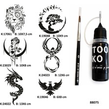 Airbrush Tattoo Vahşi Güzellikler Likit Kalem Uçlu Geçici Dövme Seti Fırça Hediyeli