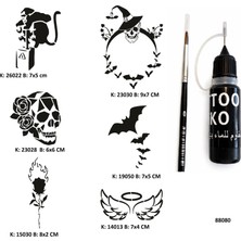 Airbrush Tattoo Sıradışı Hayatlar Likit Kalem Uçlu Geçici Dövme Seti Fırça Hediyeli