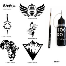 Airbrush Tattoo Kanat ve Vahşi Doğa Likit Kalem Uçlu Geçici Dövme Seti Fırça Hediyeli