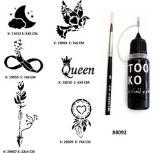 Airbrush Tattoo Düş Kapanı Sonsuzluk Likit Kalem Uçlu Geçici Dövme Seti Fırça Hediyeli