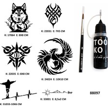 Airbrush Tattoo Vahşi Modeler Likit Kalem Uçlu Geçici Dövme Seti Fırça Hediyeli