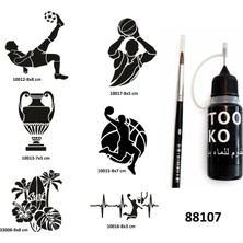Airbrush Tattoo Sporcu Modelleri Likit Kalem Uçlu Geçici Dövme Seti Fırça Hediyeli
