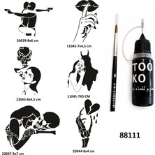 Airbrush Tattoo Çılgın Aşklar Likit Kalem Uçlu Geçici Dövme Seti Fırça Hediyeli