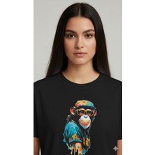 Elif Tarakçı Butik Maymun Figürlü Pamuklu Tişört