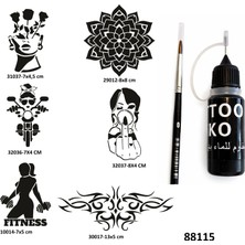 Airbrush Tattoo Çılgın Kızlar Likit Kalem Uçlu Geçici Dövme Seti Fırça Hediyeli