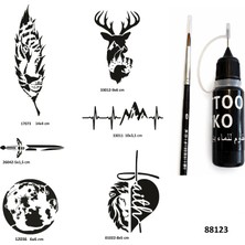 Airbrush Tattoo Doğa Serisi Likit Kalem Uçlu Geçici Dövme Seti Fırça Hediyeli