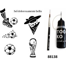 Airbrush Tattoo Futbol Likit Kalem Uçlu Geçici Dövme Seti Fırça Hediyeli