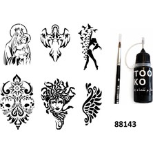 Airbrush Tattoo Felsefe ve Mitoloji Likit Kalem Uçlu Geçici Dövme Seti Fırça Hediyeli