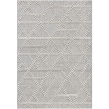 Koza Halı Alba Gri Krem Geometrik Çizgili Tozumaz Salon Koridor Balkon Teras Bahçe Oturma Odası Halısı 19241A