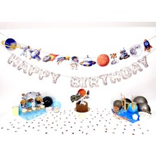 Fluparty Space Mission - Uzay Temalı “Happy Birthday” Yazı Banner