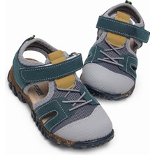 Tonny Black Çocuk Unisex Lacivert Sarı Çoçuk Cırt ve Bağcıklı Rahat Kalıp Sandalet