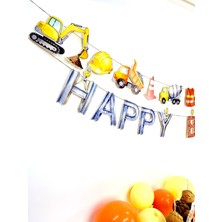 Fluparty Construction - İnşaat Temalı “Happy Birthday” Yazı Banner
