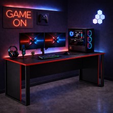 Betroya Vortex Modern Oyuncu Masası 150 x 60 cm Siyah Kırmızı Suntalam Yapı ile Ergonomik