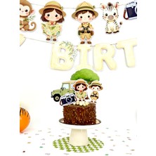 Fluparty Safari - Kaşif ve Hayvanlar Temalı XL Pasta Süsü Seti