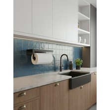 Novacraft Metal Raflı Rulo Kağıt Askılığı , 2mm Lazer Kesim Siyah Statik Toz Boyalı Modern Banyo Ve Mutfak Düzenleyici