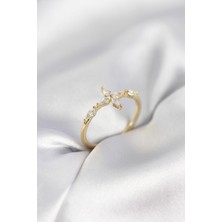 Ayder Timya Yıldız Model Zirkon Taşlı Gold Renk Kadın Yüzük - TJ-BYK3973 TG/Tmy230214