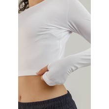 Airlife Sportswear Uzun Kollu Kadın Sporcu Tişörtü Beyaz