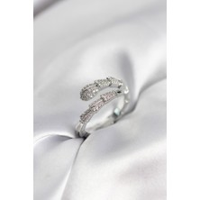 Ayder Timya Gümüş Renk Zirkon Taşlı Yılan Model Kadın Yüzük - TJ-BYK3950 TG/Tmy230191