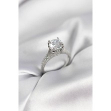 Ayder Timya Gümüş Renk Tek Taş Model Zirkon Taşlı Kadın Yüzük - TJ-BYK3966 TG/Tmy230207