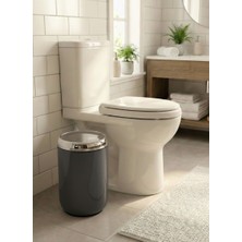 ALMITAL Gri KROM DEKORLU  6 LT SALLANIR KAPAKLI MUTFAK BANYO ÇÖP KOVASI
