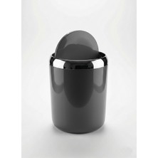 ALMITAL Gri KROM DEKORLU  6 LT SALLANIR KAPAKLI MUTFAK BANYO ÇÖP KOVASI