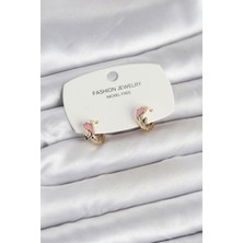 Hkursat Pembe Yunus Balığı Model Gold Renk Pirinç Çocuk Küpe