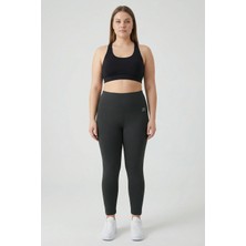 TOMMY LIFE Antrasit Yüksek Bel Toparlayıcı Battal Büyük Beden Kadın Tayt- 94650