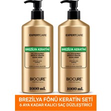 Saç Düzleştirici Keratin Bakımı Evde Uygulama Brezilya Fönü 1000ML+1000 ml 2 Adet Kokusuz Dumansız