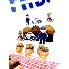 Fluparty Police - Polis Temalı Kapkek Süsleri (12 Adet)