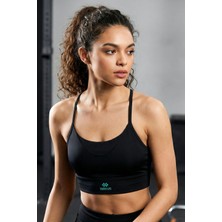TOMMY LIFE Siyah Standart Fit Baskılı Sırt Detaylı Kadın Spor Büstiyer - 97300