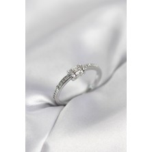 Ayder Timya Zirkon Taşlı Gümüş Renk Pirinç Kadın Yüzük - TJ-BYK4013 TG/Tmy230254