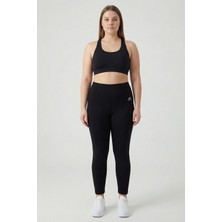 TOMMY LIFE Siyah Yüksek Bel Toparlayıcı Battal Büyük Beden Kadın Tayt- 94650
