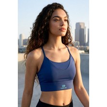Tommy Life İndigo Standart Fit Baskılı Sırt Detaylı Kadın Spor Büstiyer - 97300