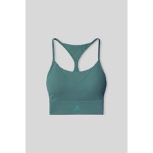 TOMMY LIFE Orman Yeşili Standart Fit Baskılı Sırt Detaylı Kadın Spor Büstiyer - 97300