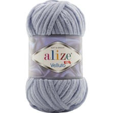Alize Velluto Koyu Gri El Örgü İpi %100 Mikropolyester Fantezi 87 Renk 100 g