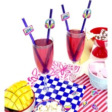 Fluparty Back to 80's - Neon Retro 80'ler Temalı Figürlü Pipetler (12 Adet)