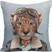 Believe Leopar Vecihi Jakarlı Dokuma Goblen  Dekoratif 45*45 Kırlent