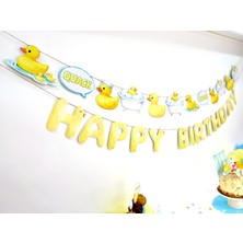 Fluparty Rubber Ducky - Sevimli Ördek Temalı “Happy Birthday” Yazı Banner