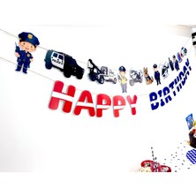 Fluparty Police - Polis Temalı “Happy Birthday” Yazı Banner