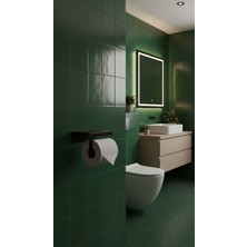 Novacraft Metal Tuvalet Kağıdı Askısı , Raflı Wc Askısı , 2mm Lazer Kesim Siyah Statik Toz Boyalı Organizer