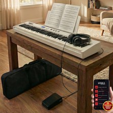 Midex PLX-100WH Taşınabilir Dijital Piyano Tuş Hassasiyetli 88 Tuş Bluetooth Şarjlı (Sustain Pedalı Kulaklık Çanta Metod)