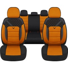 Her Araca Uyumlu Oto Koltuk Kılıfı Tam Set Gofraj / Turuncu