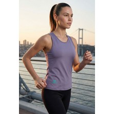 Tommy Life Eflatun Standart Fit Çapraz Sırt Detaylı Kadın Spor Atlet - 97296