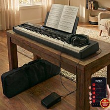 Midex PLX-100BK Taşınabilir Dijital Piyano Tuş Hassasiyetli 88 Tuş Bluetooth Şarjlı (Sustain Pedalı Kulaklık Çanta Metod)