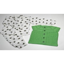 vitvit 1-2 Yaş El Örgüsü Yeşil Yelek, Pijama Takımı