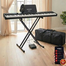 Midex PLX-100BK-ST Taşınabilir Dijital Piyano Tuş Hassasiyetli 88 Tuş Bluetooth Şarjlı (Stand Sustain Kulaklık Çanta Metod)