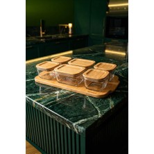 Atbyhome Bambu 13 Parça Tepsili Vakumlu Kapaklı Cam Kahvaltılık Saklama Kabı