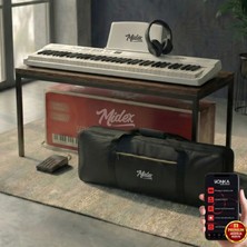 Midex PLX-80WH-H Taşınabilir Katlanır Dijital Piyano Tuş Hassasiyetli 88 Tuş BT (Sustain Kulaklık Çanta Metod)